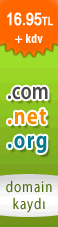 .com .net. org domain kayd� 15 TL+kdv - 2 hosting tek pakette kampanya